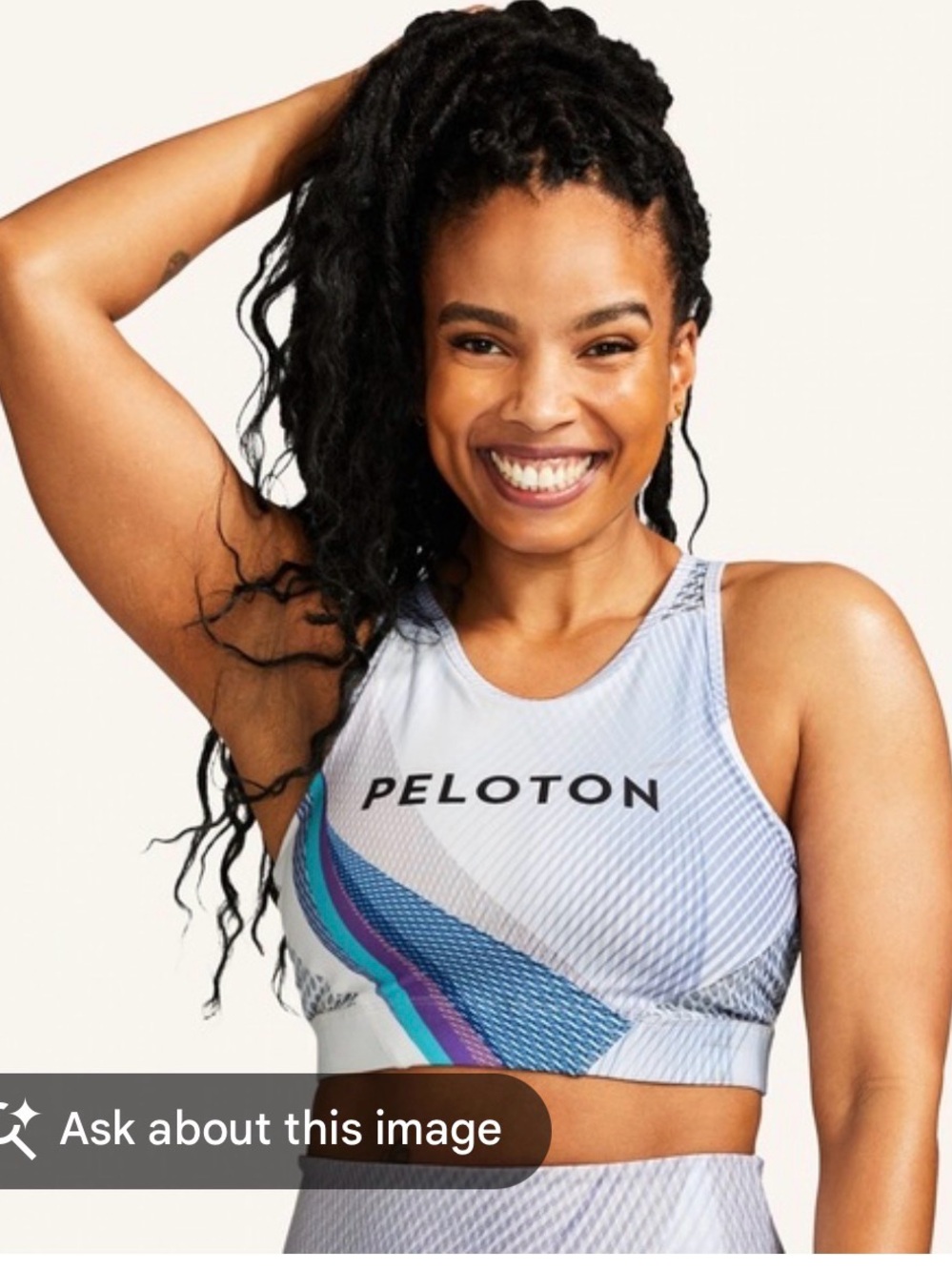 Peloton Light Blue Strappy Sports Crop with Multicolor Accents